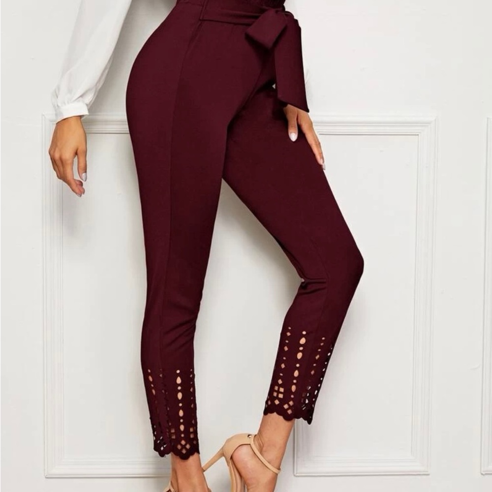 maroon pants with bow - Picture 3 of 8